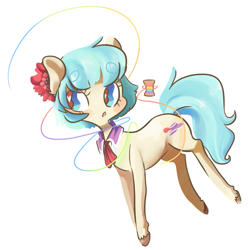 Size: 829x832 | Tagged: safe, artist:techtechno, character:coco pommel, episode:rarity takes manehattan, g4, my little pony: friendship is magic, female, rainbow thread, solo, thread