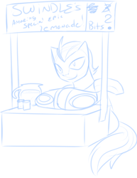 Size: 665x860 | Tagged: safe, artist:thepipefox, lemonade stand, monochrome, ponified, sketch, solo, swindle, transformers, transformers animated