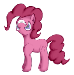 Size: 1129x1151 | Tagged: safe, artist:vabla, character:pinkie pie, species:earth pony, species:pony, g4, female, mare, simple background, solo, upside down, upside down face, wat, white background