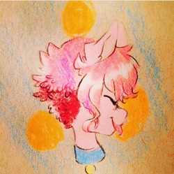 Size: 640x637 | Tagged: safe, artist:techtechno, character:pinkie pie, alternate hairstyle, female, portrait, profile, short hair, solo, traditional art