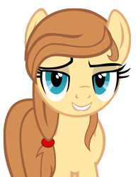 Size: 2471x3172 | Tagged: safe, artist:mrbrandonmac, oc, oc only, oc:cream heart, species:earth pony, species:pony, bedroom eyes, elena, female, grin, lip bite, looking at you, mare, simple background, smiling, solo, teeth, transparent background, vector
