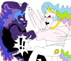 Size: 778x670 | Tagged: safe, artist:ciircuit, character:princess celestia, character:princess luna, galo sengen, muscles, princess muscle moona, princess musclestia, quality, stylistic suck