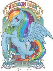 Size: 700x934 | Tagged: dead source, safe, artist:hezaa, character:rainbow dash, female, looking at you, modern art, nouveau, solo