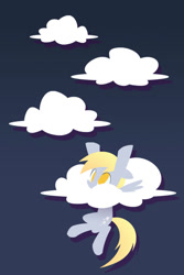 Size: 640x960 | Tagged: safe, artist:yikomega, character:derpy hooves, species:pegasus, species:pony, cloud, cloudy, female, gradient background, mare, solo