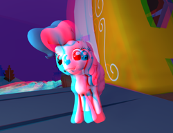 Size: 1400x1080 | Tagged: safe, artist:chaotrix, character:pinkie pie, 3d, anaglyph 3d, gif party, milestone, source filmmaker