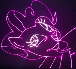 Size: 1324x1212 | Tagged: safe, artist:laserpon3, character:pinkie pie, female, laser, photo, solo