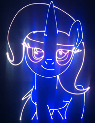 Size: 834x1080 | Tagged: safe, artist:laserpon3, character:trixie, species:pony, species:unicorn, female, laser, mare, photo, solo