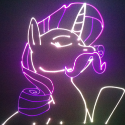 Size: 1152x1158 | Tagged: safe, artist:laserpon3, character:rarity, female, laser, moustache, photo, solo