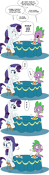 Size: 700x2465 | Tagged: safe, artist:pabloracer, artist:pia-sama, character:rarity, character:spike, ship:sparity, awkward, awkward moment, blushing, comic, cute, date, dialogue, female, food, laughing, male, nervous, restaurant, shipping, shy, straight, table, translation request