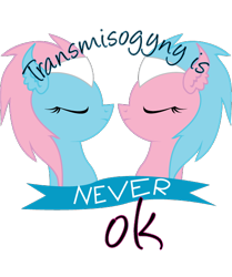 Size: 526x629 | Tagged: safe, artist:lionsca, character:aloe, character:lotus blossom, feminist ponies, headcanon, leftist ponies, mouthpiece, old banner, positive ponies, pride, spa twins, subversive kawaii, trans female, transgender