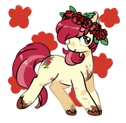 Size: 909x883 | Tagged: safe, artist:techtechno, character:roseluck, species:earth pony, species:pony, cute, cuteluck, dirty, female, floral head wreath, mare, mud, muddy, solo