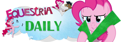 Size: 1000x350 | Tagged: safe, artist:giuliabeck, character:cranky doodle donkey, character:pinkie pie, species:donkey, species:earth pony, species:pony, equestria daily, episode:a friend in deed, g4, my little pony: friendship is magic, banner, check, felt
