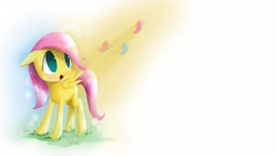 Size: 1920x1080 | Tagged: safe, artist:yikomega, character:fluttershy, butterfly, cute, filly