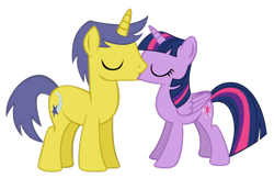 Size: 1024x665 | Tagged: safe, artist:mrbrandonmac, character:comet tail, character:twilight sparkle, character:twilight sparkle (alicorn), species:alicorn, species:pony, ship:cometlight, female, kissing, male, mare, shipping, straight