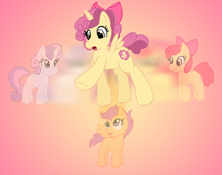 Size: 1200x945 | Tagged: safe, artist:redflare500, character:apple bloom, character:scootaloo, character:sweetie belle, species:alicorn, species:pony, cutie mark crusaders, fusion, the ultimate cutie mark crusader, we have become one