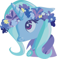 Size: 475x491 | Tagged: safe, artist:lionsca, character:trixie, species:pony, species:unicorn, bust, female, floppy ears, floral head wreath, hooves, horn, lineless, mare, portrait, profile, simple background, solo, transparent background