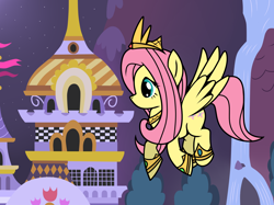 Size: 1714x1282 | Tagged: safe, artist:maishida, character:fluttershy, female, flying, princess, solo