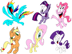 Size: 1600x1200 | Tagged: safe, artist:nocturnalmeteor, character:applejack, character:fluttershy, character:pinkie pie, character:rainbow dash, character:rarity, character:twilight sparkle, mane six, simple background