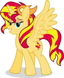 Size: 1527x1851 | Tagged: safe, artist:flashlighthouse, character:sunset shimmer, species:alicorn, species:pony, alicornified, female, race swap, shimmercorn, simple background, solo, transparent background