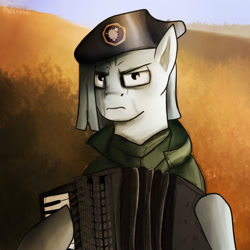 Size: 2000x2000 | Tagged: safe, artist:kaine, character:marble pie, accordion, dat face soldier, female, musical instrument, ponified meme, remove kebab, solo