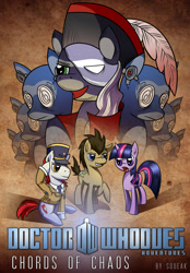 Size: 2913x4174 | Tagged: safe, artist:cybertoaster, character:doctor whooves, character:time turner, character:twilight sparkle, oc, oc:dorian mode, oc:dreary kazoo, species:pony, cover, doctor who, doctor whooves adventures, hypnotized, phantom of the opera, the doctor