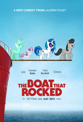 Size: 873x1280 | Tagged: safe, artist:staticwave12, edit, character:dj pon-3, character:lyra heartstrings, character:octavia melody, character:sweetie belle, character:vinyl scratch, species:earth pony, species:pony, species:unicorn, pirate radio, poster, the boat that rocked