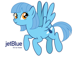 Size: 951x731 | Tagged: dead source, safe, artist:hezaa, oc, oc only, oc:jet stream, species:pegasus, species:pony, airline, female, jetblue, mare, mascot, ponified, solo