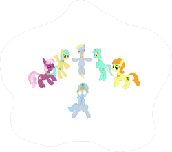 Size: 2088x1850 | Tagged: safe, artist:twitchy-tremor, character:carrot top, character:cheerilee, character:derpy hooves, character:golden harvest, character:lyra heartstrings, character:sunshower raindrops, character:trixie, species:pegasus, species:pony, lunaverse, alternate mane six, alternate universe, elements of harmony, female, mare