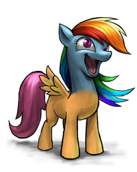 Size: 400x500 | Tagged: safe, artist:murskme, edit, editor:i-shooped-a-pwny, character:rainbow dash, character:scootaloo, female, fusion, solo, wat, what has science done