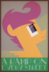 Size: 1075x1572 | Tagged: dead source, safe, artist:equestria-election, character:scootaloo, art deco, female, poster, request, solo