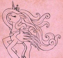 Size: 650x599 | Tagged: safe, artist:stellarina, character:princess cadance, female, lineart, sketch, solo