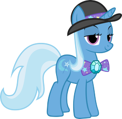 Size: 4000x3899 | Tagged: safe, artist:mrbarthalamul, character:trixie, species:pony, absurd resolution, alternate costumes, bow tie, bowler hat, clothing, female, hat, simple background, solo, transparent background, vector