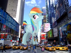 Size: 2400x1800 | Tagged: safe, artist:fandroit, character:rainbow dash, species:pony, crown victoria, ford, giant pony, giant rainbow dash, irl, macro, mega/giant rainbow dash, new york, new york city, photo, ponies in real life, taxi, whistling