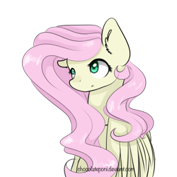 Size: 1200x1200 | Tagged: safe, artist:chocolateponi, character:fluttershy, female, portrait, simple background, solo, transparent background