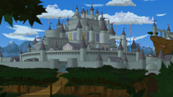 Size: 1920x1080 | Tagged: safe, artist:hydrusbeta, species:pegasus, species:pony, castle, castle of the royal pony sisters, cloud city, everfree, everfree forest, rainbow waterfall
