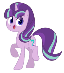 Size: 640x726 | Tagged: safe, artist:nintendash, character:starlight glimmer, species:pony, species:unicorn, episode:the cutie map, g4, my little pony: friendship is magic, cute, female, glimmerbetes, looking at you, mare, open mouth, pose, raised hoof, raised leg, simple background, smiling, solo, transparent background