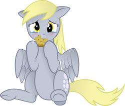 Size: 1906x1605 | Tagged: safe, artist:kurokaji11, character:derpy hooves, species:pegasus, species:pony, crying, female, mare, muffin, solo