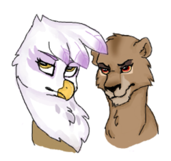 Size: 913x858 | Tagged: safe, artist:graffiti, character:gilda, species:griffon, crack shipping, crossover, disney, frown, the lion king