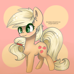 Size: 2000x2000 | Tagged: safe, artist:chocolateponi, character:applejack, chest fluff, ear fluff, female, hatless, missing accessory, solo
