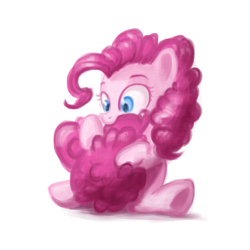 Size: 1000x1000 | Tagged: dead source, safe, artist:annielith, character:pinkie pie, species:earth pony, species:pony, 30 minute art challenge, cotton candy, cotton candy tail, cute, diapinkes, female, food, mare, pinkie being pinkie, solo, tail, tail bite, tail hug, underhoof