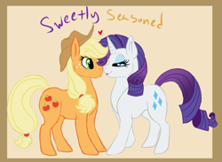 Size: 901x658 | Tagged: safe, artist:amiookamiwolf, character:applejack, character:rarity, ship:rarijack, female, lesbian, shipping, story in the source