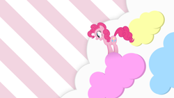Size: 1920x1080 | Tagged: safe, artist:phantombadger, artist:zomgmad, character:pinkie pie, angle, cotton candy cloud, vector, wallpaper