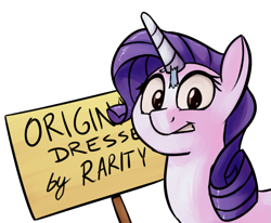 Size: 1375x1135 | Tagged: safe, artist:impcjcaesar, character:suri polomare, disguise, fake horn, female, not rarity, seems legit, sign, simple background, solo, tape, transparent background
