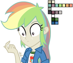 Size: 1239x1080 | Tagged: safe, artist:knadire, artist:knadow-the-hechidna, character:applejack, character:rainbow dash, my little pony:equestria girls, combined, female, fusion, hand, palette, shocked, solo, surprised