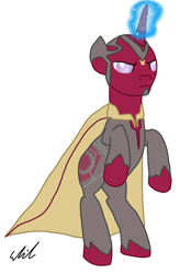Size: 1008x1451 | Tagged: safe, artist:qemma, avengers: age of ultron, captain america: civil war, jarvis, marvel, ponified, solo, vision (marvel comics)