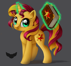Size: 994x919 | Tagged: safe, artist:ailatf, character:sunset shimmer, species:pony, species:unicorn, book, cute, female, levitation, magic, mare, shimmerbetes, solo, telekinesis