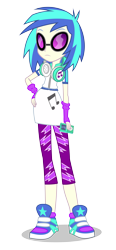 Size: 4433x9533 | Tagged: safe, artist:mohawgo, character:dj pon-3, character:vinyl scratch, my little pony:equestria girls, absurd resolution, background human, clothing, female, fingerless gloves, flash puppet, gloves, hand on hip, headphones, ipod, shoes, sneakers, solo, sunglasses