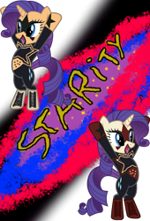 Size: 1500x2205 | Tagged: safe, artist:skulluigi, character:rarity, boots, clothing, cody rhodes, face paint, female, gloves, solo, stardust, wrestling, wwe