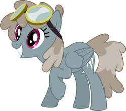 Size: 900x793 | Tagged: safe, artist:silvervectors, character:dust devil, species:pegasus, species:pony, background pony, female, goggles, happy, mare, raised hoof, simple background, smiling, solo, transparent background, vector