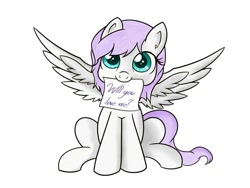Size: 960x720 | Tagged: safe, artist:fluttershy-wins, edit, oc, oc only, cute, heart, love me, mouth hold, short hair, sitting, solo